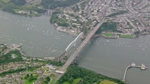 The Tamar bridge from the air