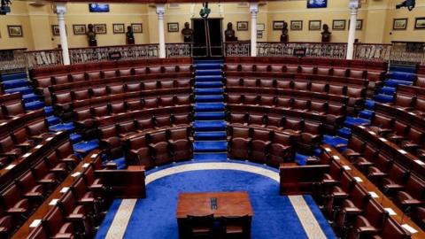 Empty Dáil Éireann chamber