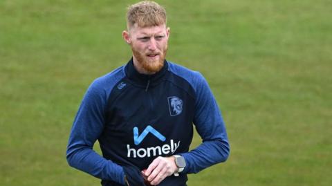 Durham's Ben Stokes during the pre-match warm-up