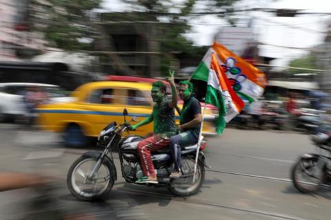 Trinamool Congress Party (TMC) supporters in Kolkata