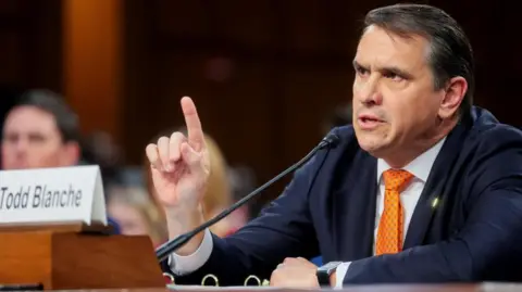 Acting U.S. Attorney General Todd Blanche testifies before a Senate Judiciary Committee confirmation hearing on his nomination to be attorney general