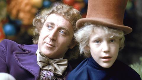 Willy Wonka and Charlie from Charlie and the Chocolate Factory film.