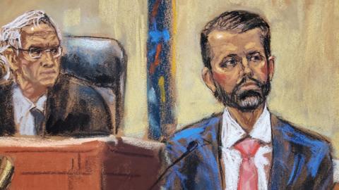 Sketch of Donald Trump Jr. on the stand