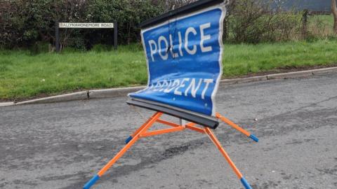 The Ballynahonemore Road in Armagh with police cordon