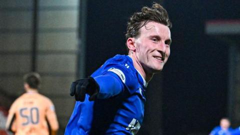 Ruari Paton celebrates after scoring for St Johnstone against Airdrieonians