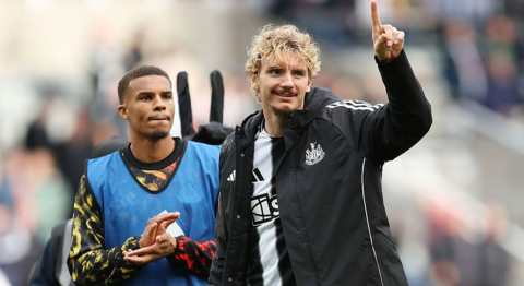 Nick Woltemade celebrates his Newcastle goal