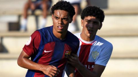 Joao Mendes in action for Barcelona's academy