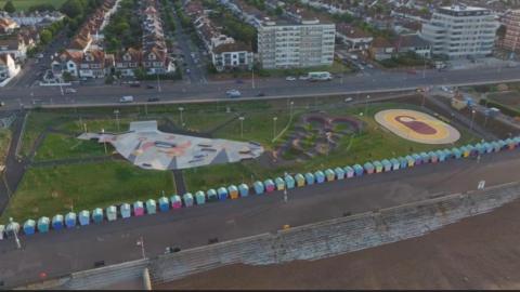 Aerial view of skatepark at Hove Beach Park 