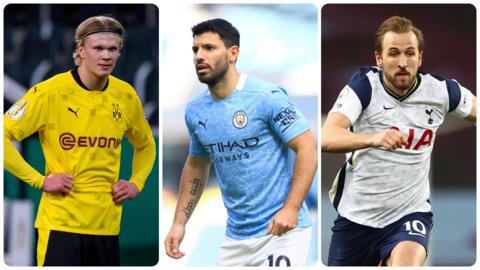 Erling Braut Haaland, Sergio Aguero and Harry Kane