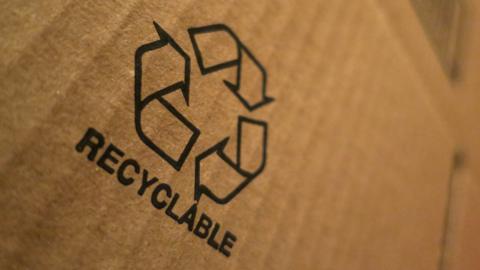 Recyclable sign on cardboard