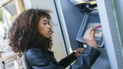 woman at atm