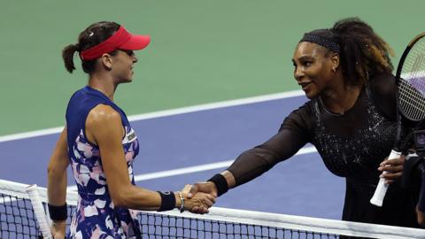 Ajla Tomljanovic shakes hands with Serena Williams after beating her at the US Open in 2022