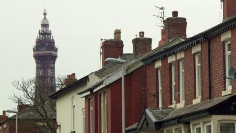 Blackpool Tower and residential houses