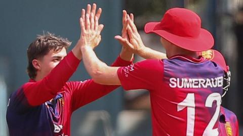 Jersey celebrate a wicket