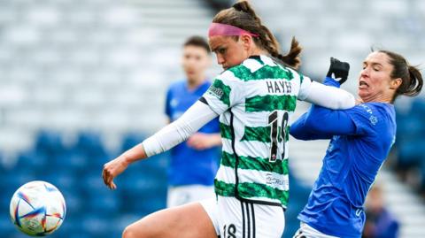 Celtic's Caitlin Hayes and Rangers' Jane Ross battle for the ball