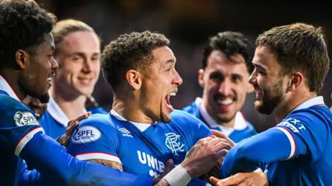 Rangers players celebrating