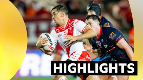 Hull KR's Arthur Mourgue runs with the ball against St Helens