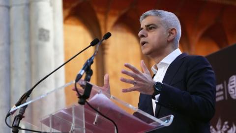 Mayor Sadiq Khan during his speech to the Fabian Society conference in central London on 20 January