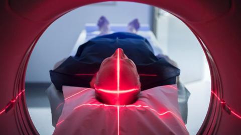 Man in MRI scanner