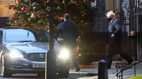 Boris Johnson leaving Downing Street for Brussels