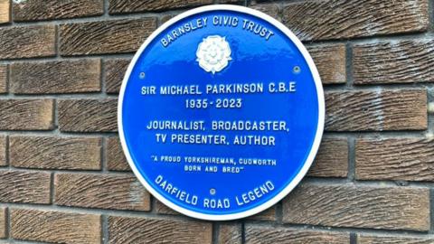 Barnsley Civic Trust blue plaque in memory of Sir Michael Parkinson