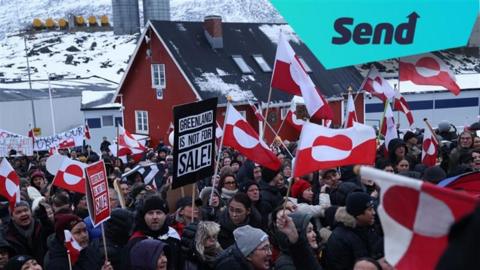 People protesting in Greenland