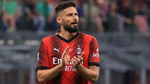 Olivier Giroud in action for AC Milan