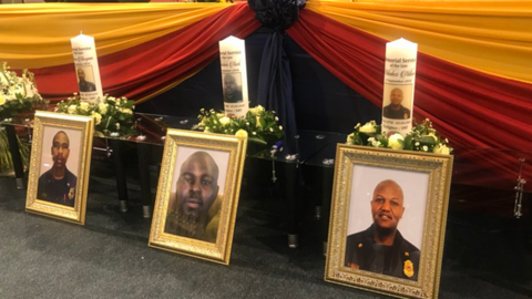 Funeral photos of the three firefighters who died