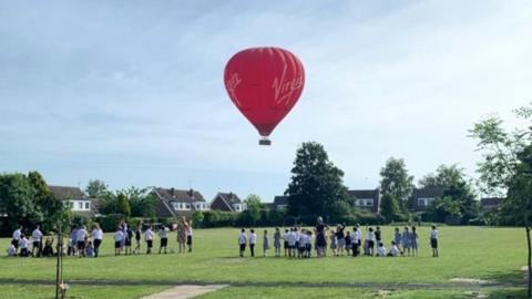 Balloon landing at school