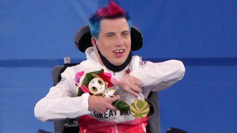 David Smith with his boccia gold medal