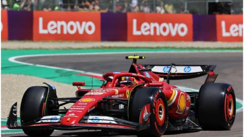 Ferrari's Carlos Sainz in third practice at Imola
