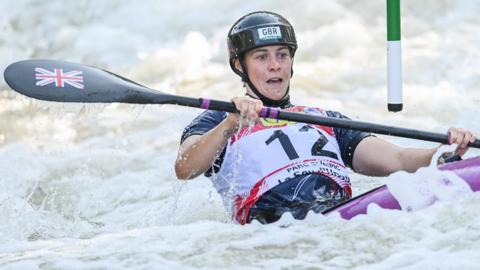 British slalom canoeist Kimberley Woods in action