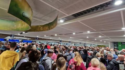 Queues at Bristol Airport