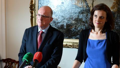 Irish Foreign Affairs Minister Charlie Flanagan and NI Secretary of State Theresa Villiers in 2014