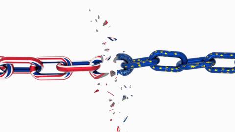 Graphic illustrating Brexit using chains