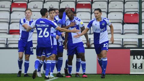 Bristol Rovers players celebrate