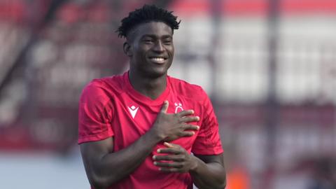 Taiwo Awoniyi in action for Nottingham Forest