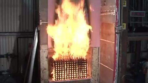 Flames during test on building materials