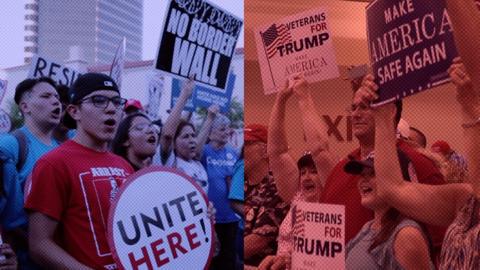 Protesters and supporters