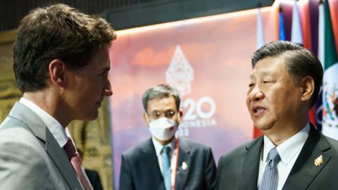 Justin Trudeau and Xi Jinping at the G20 summit