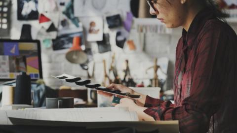 A textile designer in a studio