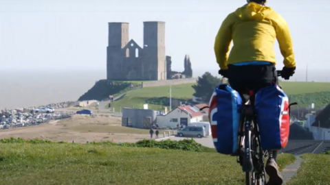 Cyclist on Cantii Way at Reculver