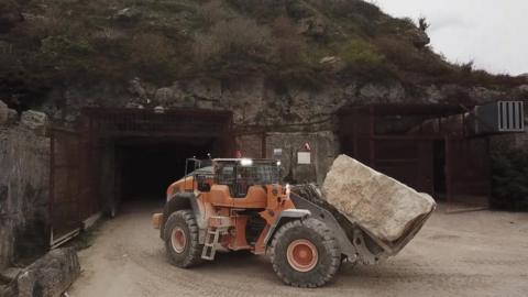 Digger at Portland stone Dorset