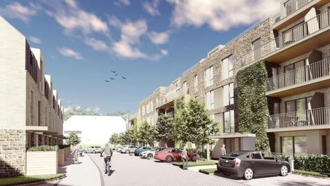 An artist's impression of homes on the West Car Park, College Road