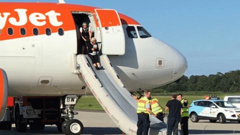 Nine people received medical treatment after using the slides on the Airbus 319