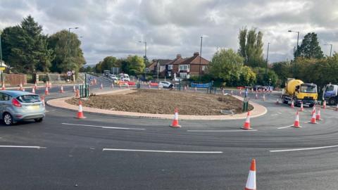 Work on the Swan's Corner roundabout pictured shortly before completion in 2022