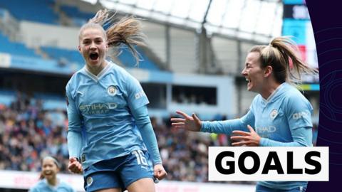 Manchester City's Jess Park celebrates one of her goals against Manchester United