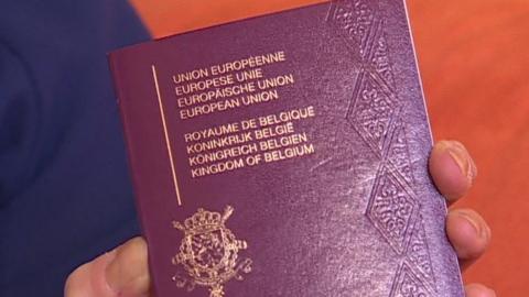 Close-up of a Belgian passport