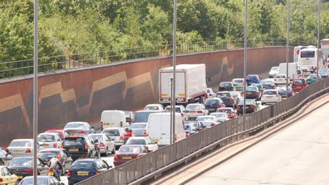 Congested road in London