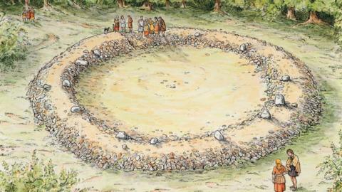 Artist's reconstruction of ring cairn